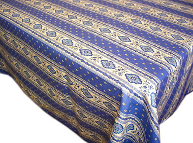 French coated tablecloth, linear (Esterel. blue)